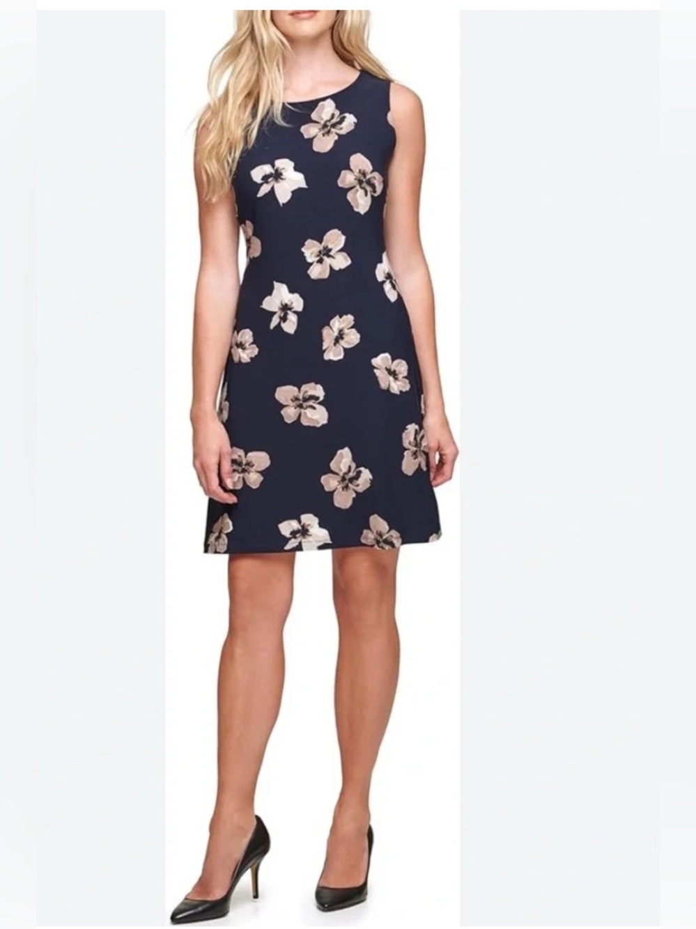 Tommy Hilfiger  Womens Navy Floral-Print Sheath Dress Size 10